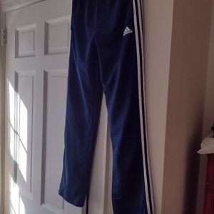 Boys Adidas size L (14-16) Iconic 3 stripe track pants Navy blue